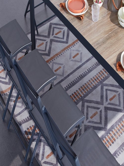 LAGOS - Ensemble table aluminium effet bois et 10 chaises - Kiabi