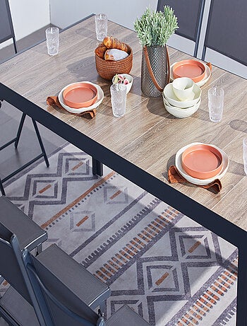 LAGOS - Table Aluminium et plateau effet bois 10 personnes