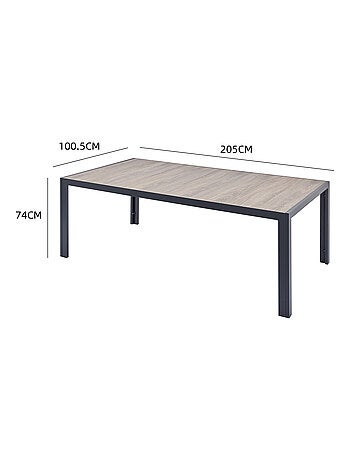 LAGOS - Table Aluminium et plateau effet bois 10 personnes