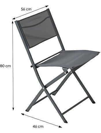 LAGOS Ensemble table de jardin 200 cm en aluminium et 10 chaises pliantes