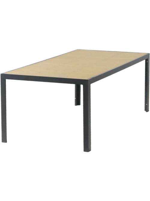 LAGOS Table de jardin 200cm en aluminium et avec plateau en verre trempé effet bois - Kiabi