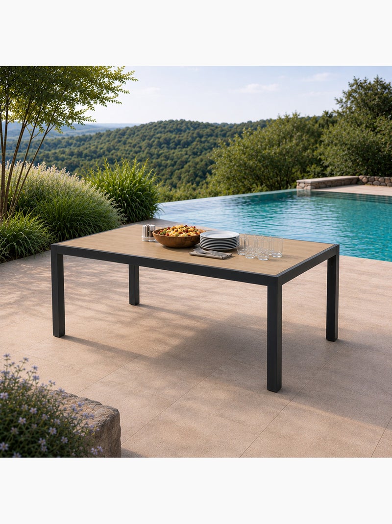 LAGOS Table de jardin 200cm en aluminium et avec plateau en verre trempé effet bois Gris - Kiabi