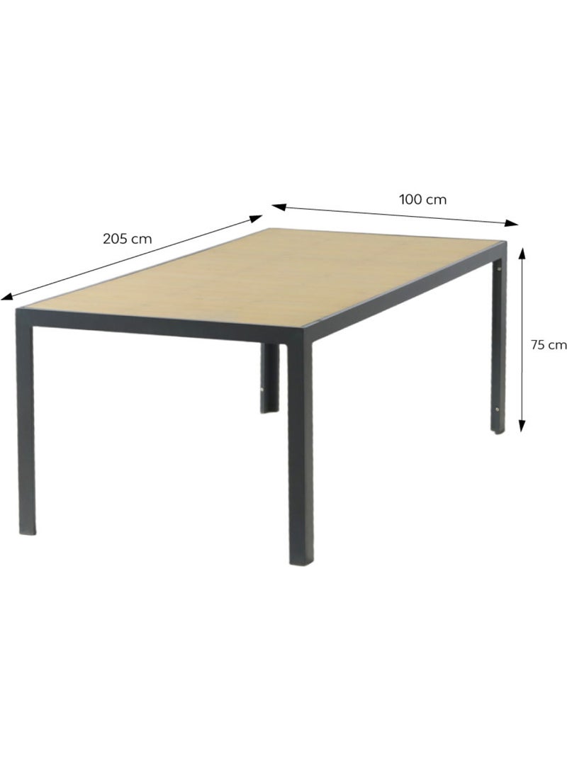 LAGOS Table de jardin 200cm en aluminium et avec plateau en verre trempé effet bois Gris - Kiabi