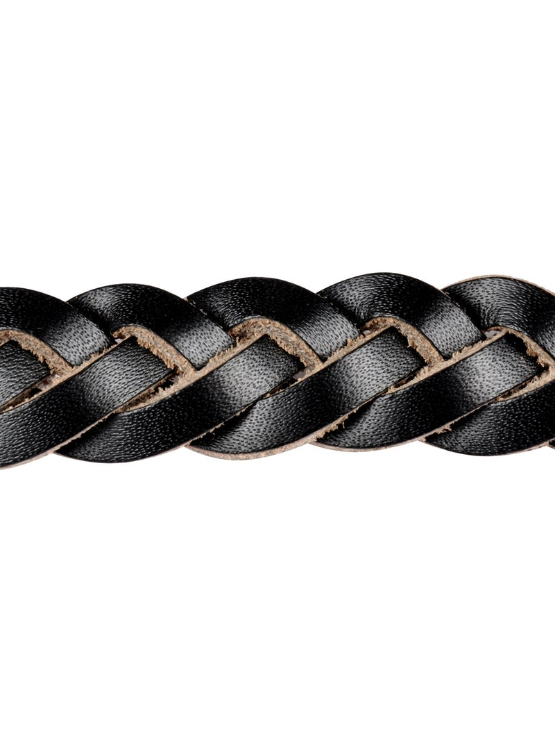 Laisse pour chien tressée cuir synthétique résistant Beige/Noir - Kiabi