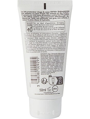 Lait protecteur visage et corps spf50+ babies & kids