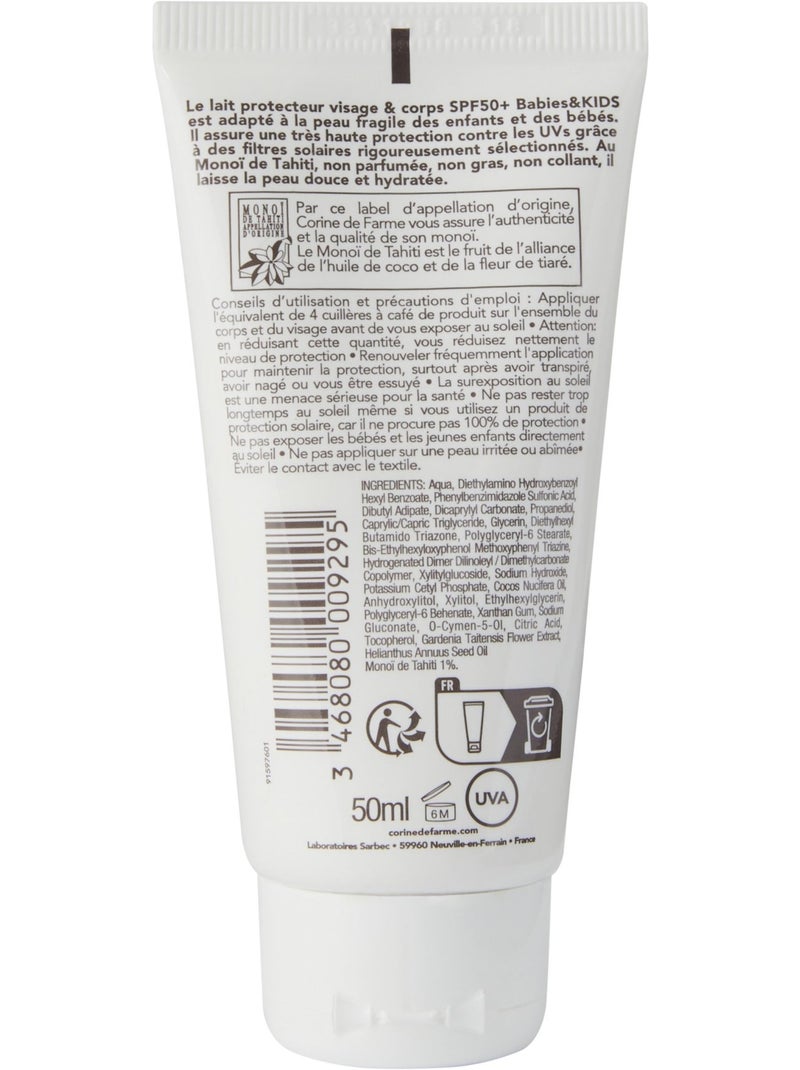 Lait protecteur visage et corps spf50+ babies & kids Blanc Multicolore - Kiabi
