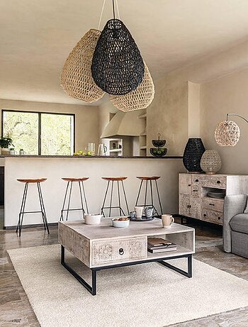 Lampadaire - - Effet rotin