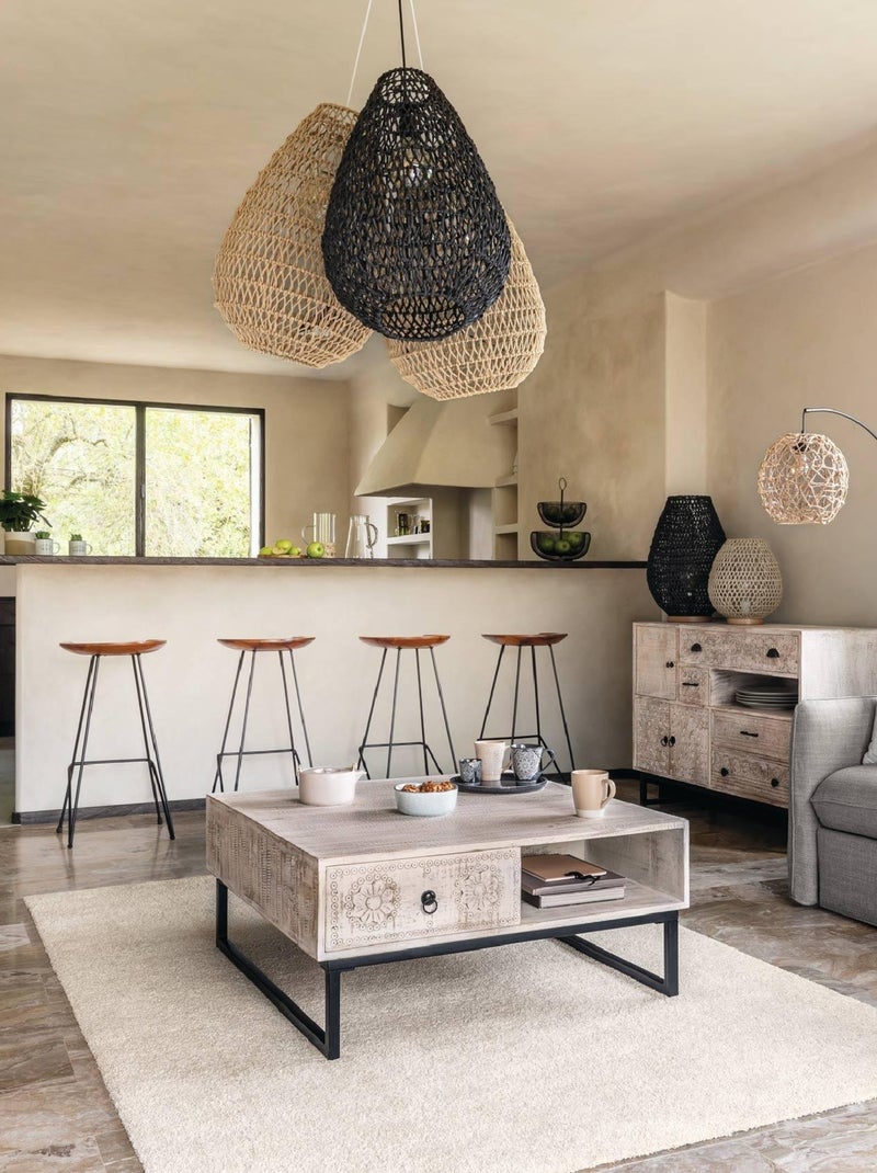 Lampadaire  -  - Effet rotin Beige - Kiabi