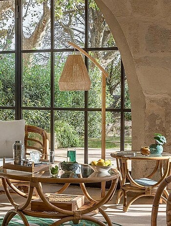 Lampadaire bohème bambou et corde