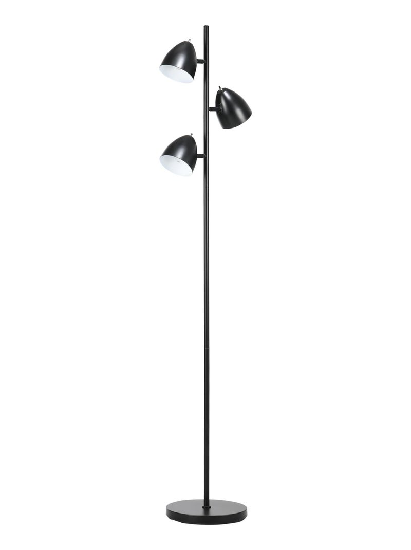 Lampadaire design industriel 3 abats-jours orientables acier noir Noir - Kiabi