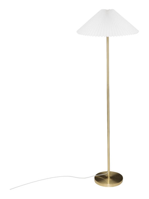 Lampadaire doré avec abat-jour en coton - Kiabi