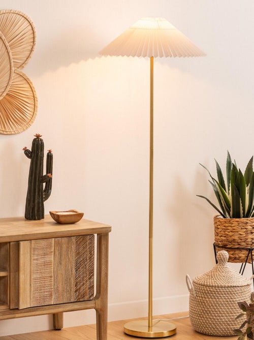 Lampadaire doré avec abat-jour en coton - Kiabi Lampadaire doré avec abat-jour en coton - Kiabi