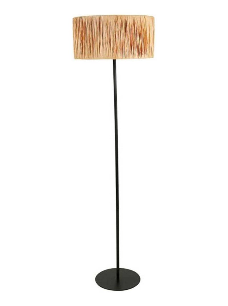 Lampadaire droit métal ambre abat-jour raphia H140 Marron - Kiabi