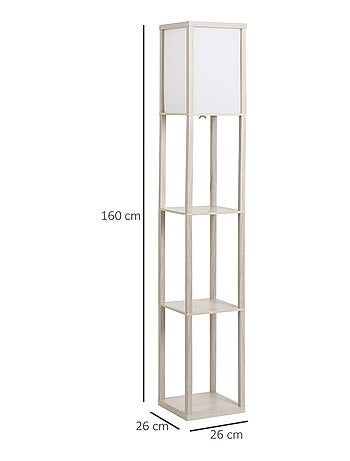 Lampadaire étagères 3 niveaux aspect bois