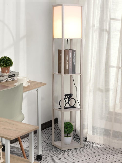 Lampadaire étagères 3 niveaux aspect bois - Kiabi