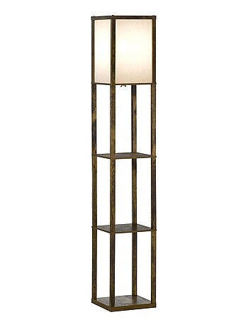 Lampadaire étagères 3 niveaux aspect bois