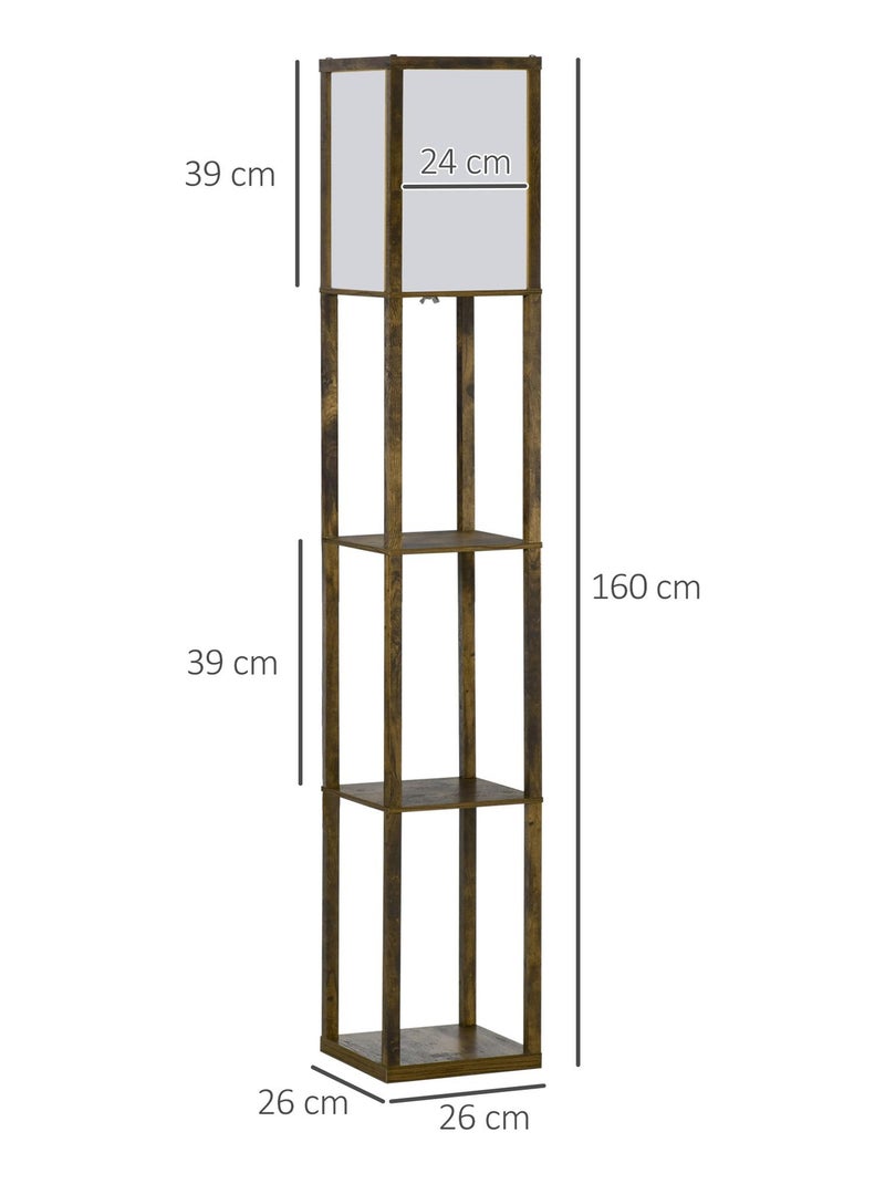 Lampadaire étagères 3 niveaux aspect bois Marron - Kiabi