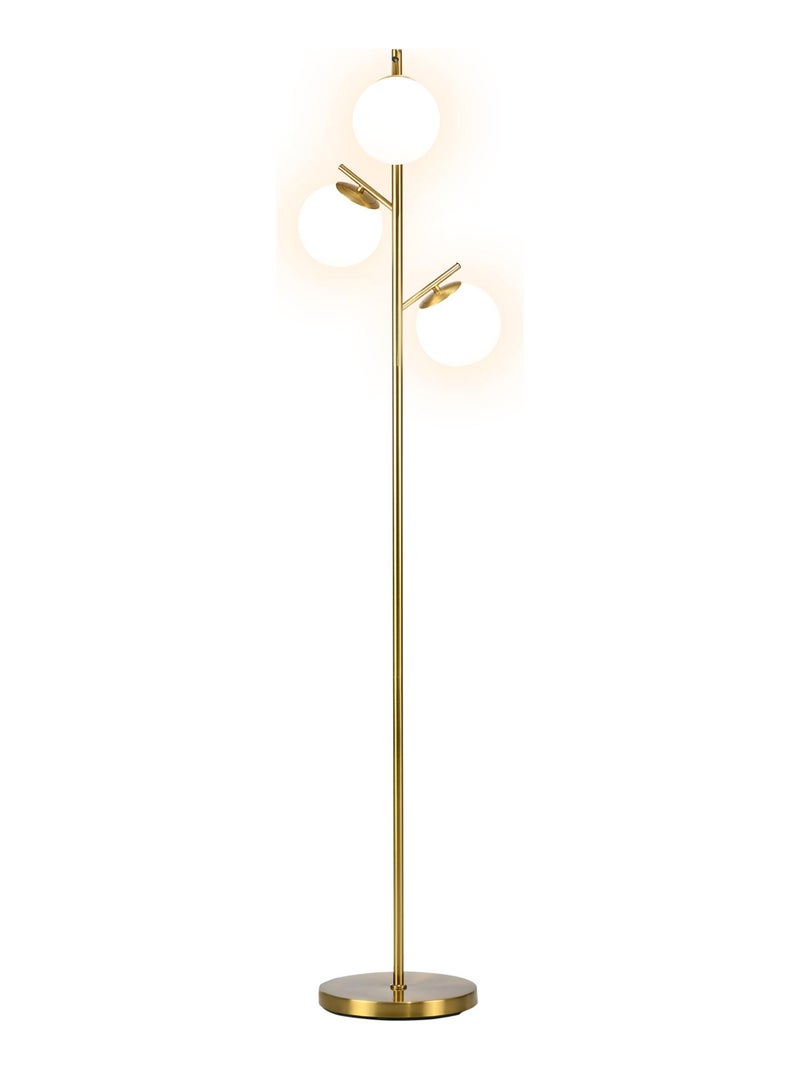 Lampadaire globe design néo-rétro 3 ampoules métal doré Doré/or - Kiabi