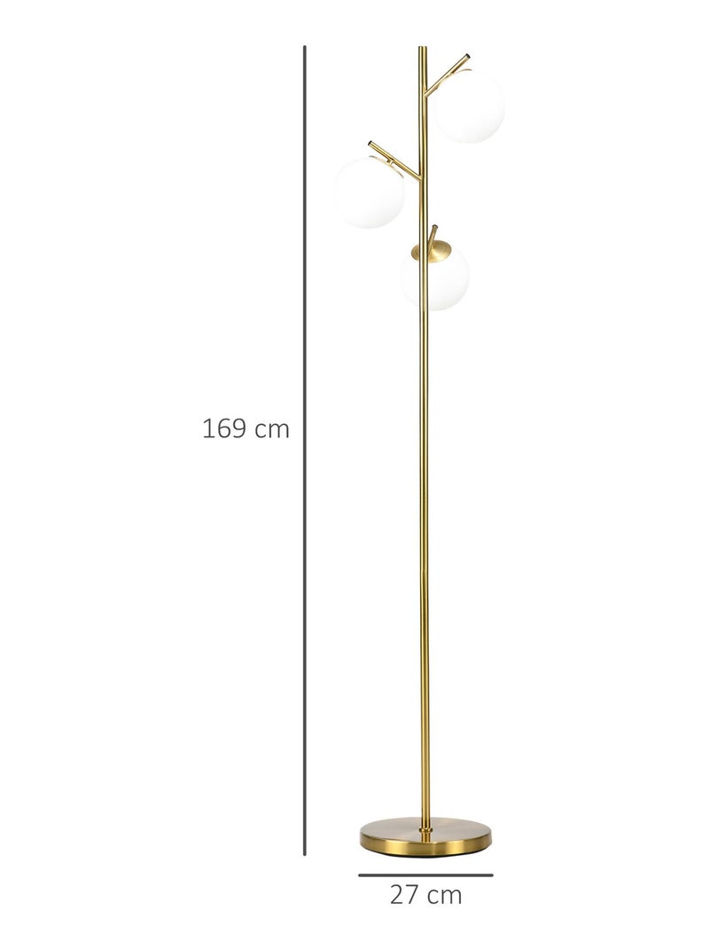 Lampadaire globe design néo-rétro 3 ampoules métal doré Doré/or - Kiabi