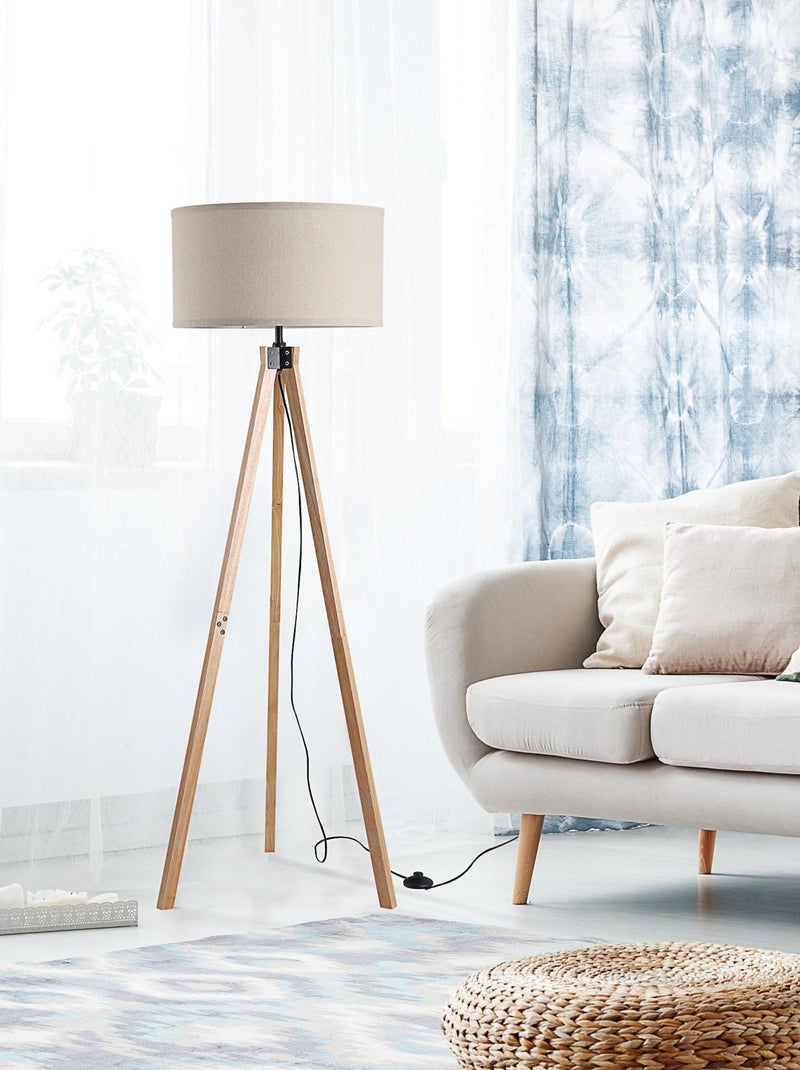 Lampadaire trépied en bois Beige - Kiabi