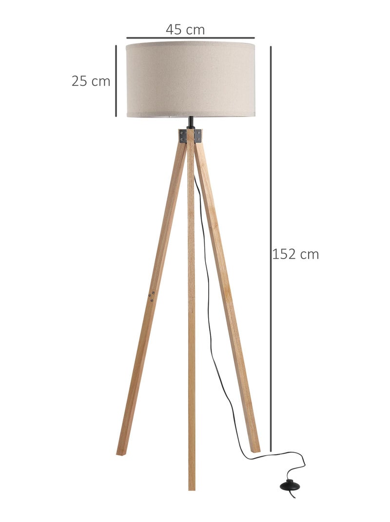 Lampadaire trépied en bois Beige - Kiabi