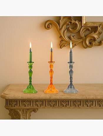 Lampe à huile chandelier en verre soufflé 34cm