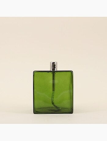 Lampe à huile cube en verre soufflé vert 10cm