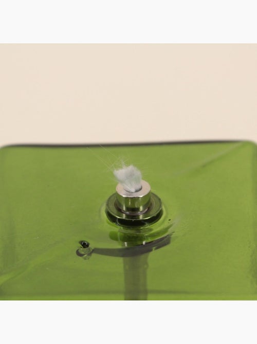 Lampe à huile cube en verre soufflé vert 10cm - Kiabi