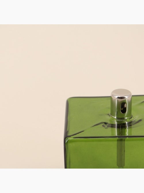 Lampe à huile cube en verre soufflé vert 10cm - Kiabi