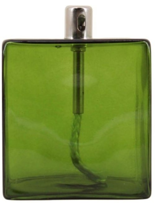 Lampe à huile cube en verre soufflé vert 10cm - Kiabi