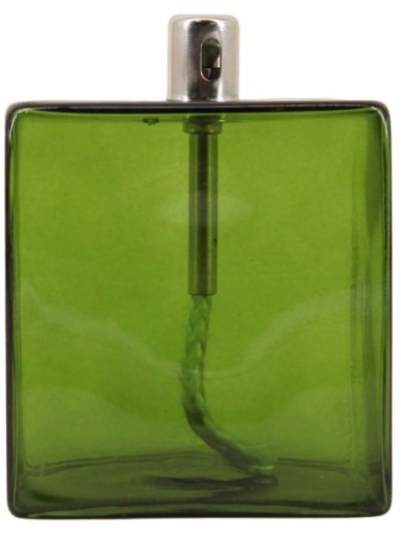 Lampe à huile cube en verre soufflé vert 10cm Vert - Kiabi