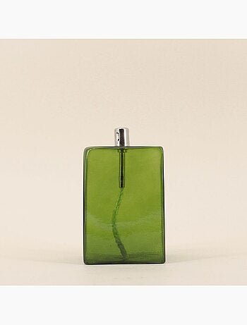 Lampe à huile cube en verre soufflé vert 13cm