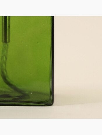 Lampe à huile cube en verre soufflé vert 13cm