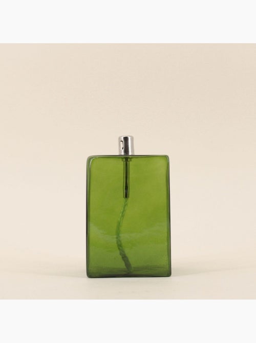 Lampe à huile cube en verre soufflé vert 13cm - Kiabi