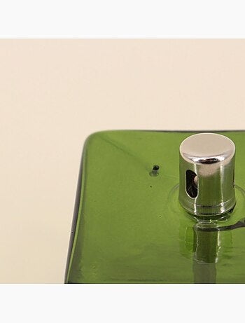 Lampe à huile cube en verre soufflé vert 7cm
