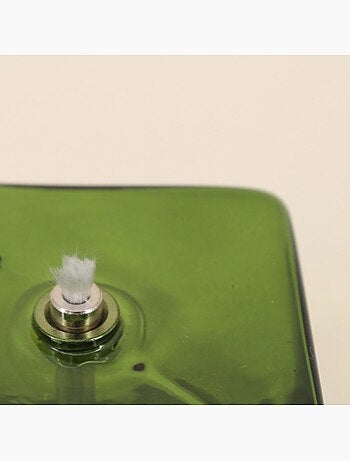 Lampe à huile cube en verre soufflé vert 7cm