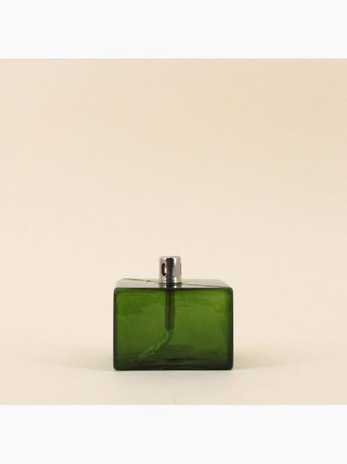 Lampe à huile cube en verre soufflé vert 7cm - Kiabi