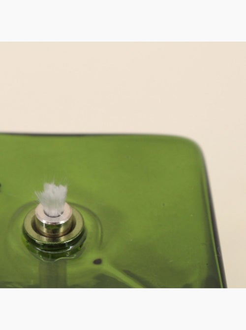 Lampe à huile cube en verre soufflé vert 7cm - Kiabi