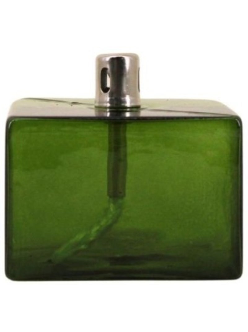 Lampe à huile cube en verre soufflé vert 7cm Vert - Kiabi