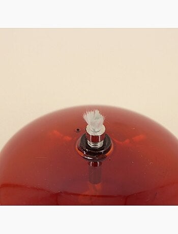 Lampe à huile ronde en verre soufflé bordeaux 10cm