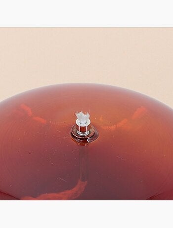 Lampe à huile ronde en verre soufflé bordeaux 14cm