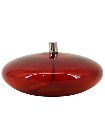 Lampe à huile ronde en verre soufflé bordeaux 14cm