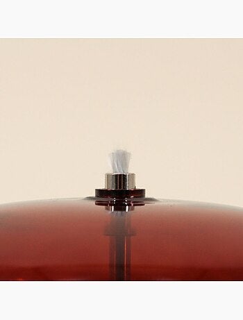 Lampe à huile ronde en verre soufflé bordeaux 18cm