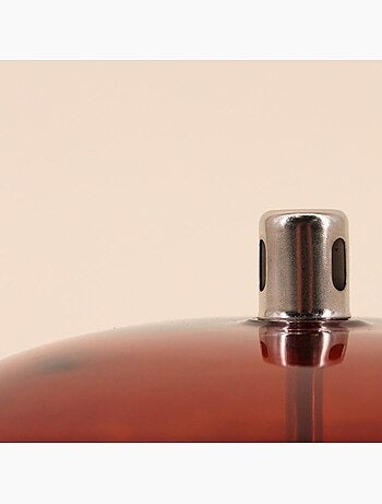 Lampe à huile ronde en verre soufflé bordeaux 18cm