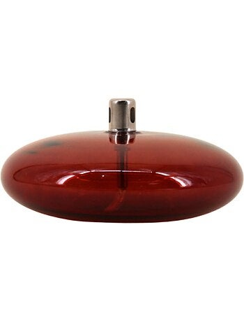 Lampe à huile ronde en verre soufflé bordeaux 18cm