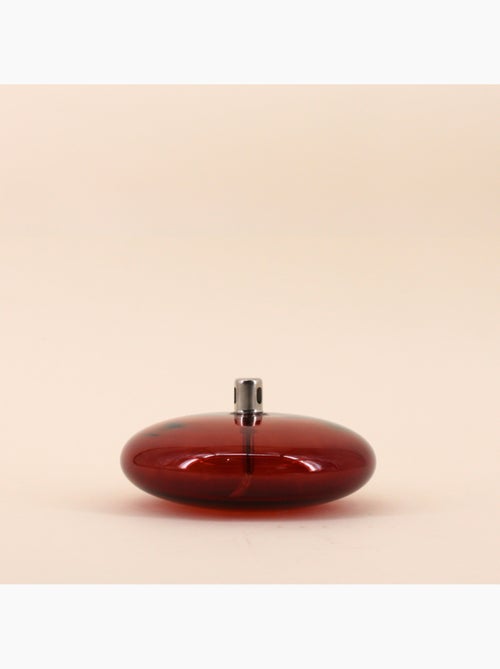 Lampe à huile ronde en verre soufflé bordeaux 18cm - Kiabi