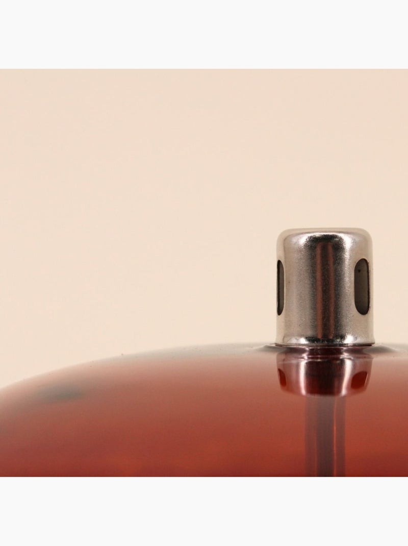 Lampe à huile ronde en verre soufflé bordeaux 18cm Bordeaux - Kiabi