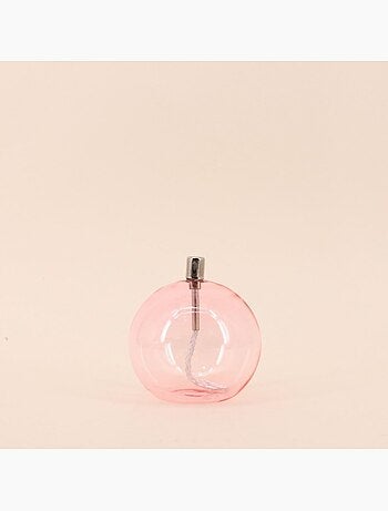 Lampe à huile sphère en verre soufflé rose 11cm