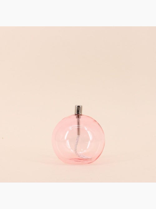 Lampe à huile sphère en verre soufflé rose 11cm - Kiabi