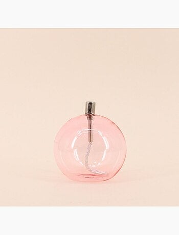 Lampe à huile sphère en verre soufflé rose 13cm